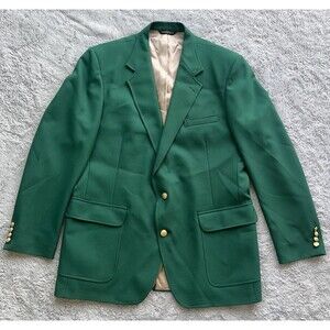 Hardwick Clothes Men Vintage Sport Coat Blazer Masters Green Gold Two Button 44L